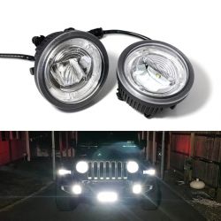 2x Fendinebbia + luci di marcia diurna a LED Jeep Wrangler JK, Grand Cherokee, Dodge Charger e Journey - ROTONDI