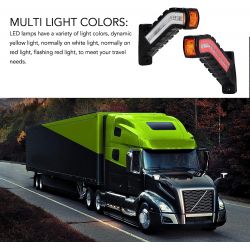 2x Luces de posición laterales + Indicador LED dinámico para camión, autocaravana, autobús, barco, remolque 12V-24V