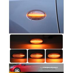 Intermitentes DYNAMIC SCROLLING LED Clear Repeater Peugeot 206 206CC / 407 / 607, Citroën, Toyota