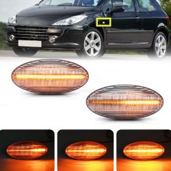 Intermitentes DYNAMIC SCROLLING LED Clear Repeater Peugeot 206 206CC / 407 / 607, Citroën, Toyota