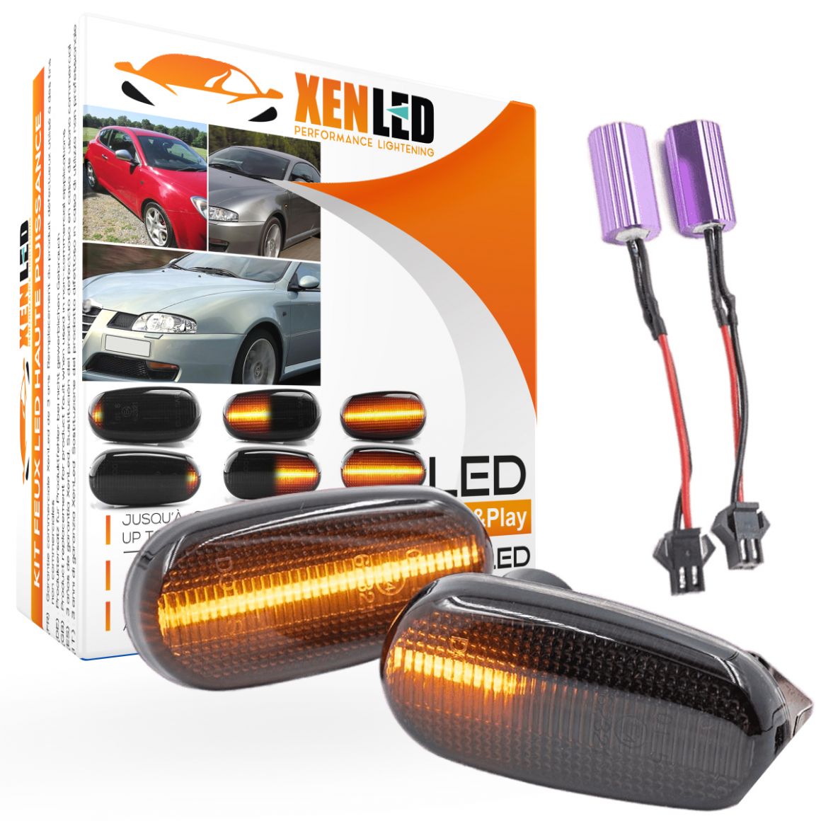 Clignotants LED DÉFILANT Alfa Romeo 147 / GT / Mito - Fiat Bravo 2 - Fumé - Clignotant latéraux DYNAMIQUE