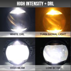 2x Bi-LED 80W X-Turn Retrofit Universal Headlights + DRL + Turn Signal - Brakcet Hella - 5500 Lumens - 3" - Conversión LED