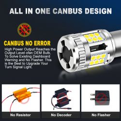 2x Ampoules PY21W - 24 LED JAUNE / ORANGE - X-LED Series - Spécial CLIGNOTANT - 10-30V - 60W - CANBUS sans erreur