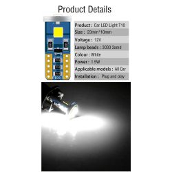 Bulb 3 LED SMD canbus white - T10 W5W