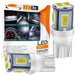 2 x W5W LAMPEN 6 WITTE LEDS - SMD LED - 6 LEDs - T10 W5W - 12V - LED 5630