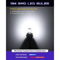 2 x AMPOULES W5W - 5 LEDS SMD CANBUS - T10 W5W - anti-erreur ODB - 12V