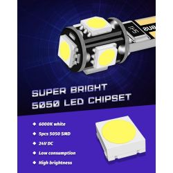 Bulbos 2 x 5 LEDs SMD CANBUS - t10 W5W