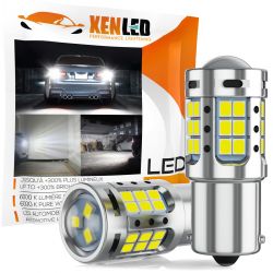 2x lampadine P21W - 33 LED bianchi - serie X-LED - 10-30V - 5W - 700Lms - CANBUS 95% - 1156 BA15S