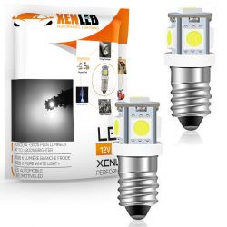 2 x E10-lamppua - 5 SMD LEDiä (5050) - valkoista - BA9S - 6,3 V - XENLED