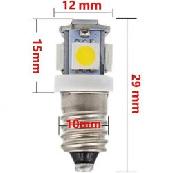 2 LAMPADINE E10 - 5 LED SMD (5050) - BIANCO - BA9S - 6,3 V - XENLED
