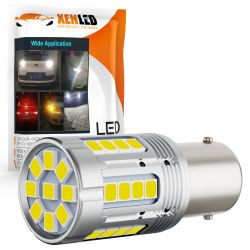 P21W-lamp - 33 witte LED's - X-LED Flash2 - 10-40V - 24W - 2000Lms - CANBUS 95% - 1156 BA15S