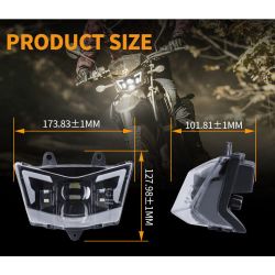 Phare à LED Kawasaki KMX KLX KLR KLE ZZR KDX / SUZUKI RMZ DRZ - canbus 48W avec bulle - XENLED - 4800Lms