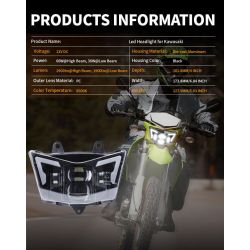 Kawasaki KMX KLX KLR KLE ZZR KDX / SUZUKI RMZ DRZ LED-Scheinwerfer – 48 W Canbus mit Blase – XENLED – 4800 Lms