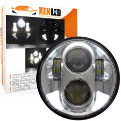 Voll-LED-Motorradoptik - R002S - 5,75" 40 W 1750Lms 5500 K - Rund Chrom - XENLED - Bi-LED