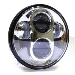 Full LED Motorcycle Optic - R002S - 5.75" 40W 1750Lms 5500K - Round Chrome - XENLED - Bi-LED
