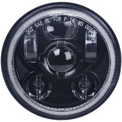 5.75" LED Motorbike Headlight - 057D - 45W 4000Lms 5500K - Negro Redondo con luces LED de circulación diurna - XENLED - Bi-LED