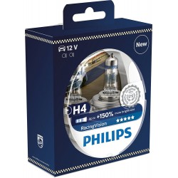 Pack 2 Philips bombillas h4 racingvision 150% h4 12342rvs2