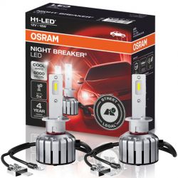 2x H1 LED Bulbs Approved NIGHT BREAKER® LED - 64150DWNB - 12V 16W 6000K - APPROVED - P14.5S