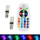 Pack 2 6 LED RGB bulbs - W5W controlled by remote control - 12V