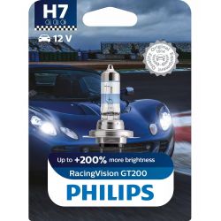 1x H7 RacingVision GT200 Philips 12972RGTB1 55W 200% - Lampe pour éclairage avant - Ampoule à l'unité