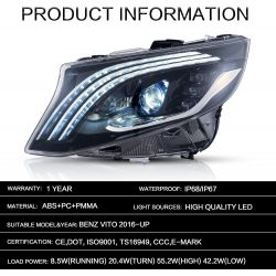 2x Front LED HEADLIGHTS MERCEDES Vito W447 16-23 - Full LED Scrolling