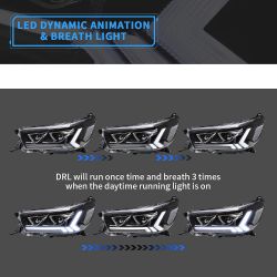 2x FAROS LED delanteros Toyota Hilux VIII 2015 a 2020 - Desplazamiento Full LED - Derecha e izquierda - Par