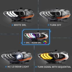 2x PHARES Avant LED FORD Mustang à partir de 2018 - Full LED Défilant - Droite et Gauche - Plug&Play