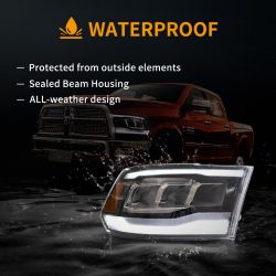 2x Front LED HEADLIGHTS DODGE RAM 2009 to 2019 - Full LED Scrolling - Right and Left - Plug&Play