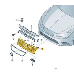 CALANDRE Seat Ibiza 6F Look FR de 2018 à 2022 - Noir + Chrome Nid d'abeille - Remplace 6F0853654E
