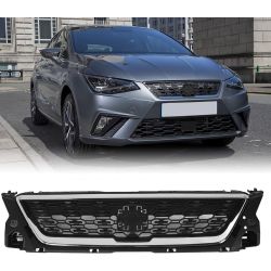 GRILLE Seat Ibiza 6F Look FR from 2018 to 2022 - Black + Chrome Honeycomb - Replaces 6F0853654E