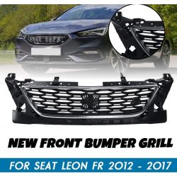 CALANDRE Seat Leon 5F Look FR de 2012 à 2017 - Noir + Chrome Nid d'abeille - Remplace 5F0853654D