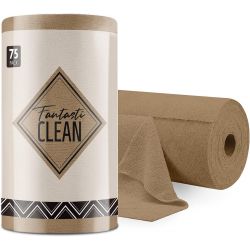 Fantasticlean Microfiber Cleaning Cloth - 75 Pieces per Roll, Tearable Microfiber Cloths - Brown