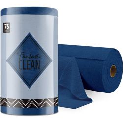 Fantasticlean 75 Microfiber Cleaning Cloths - 75 Pcs / Roll, Tearable Microfiber Cloths - Navy Blue - 1 roll