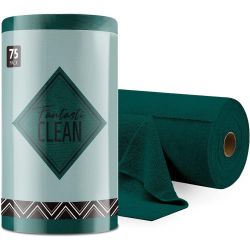 Fantasticlean 75 Microfiber Cleaning Cloths - 75 Pcs / Roll, Tearable Cloths - Forest Green - 1 roll