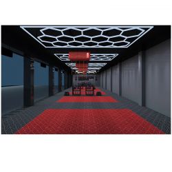Hexagonal LED ceiling lamp 550W - Detailing / Studio / Barber lighting - 2m40x4m80 - Aluminum - 220V 6500K