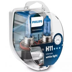 2x H11 DiamondVision Bulbs Philips 55W 12V - 12362DVS2 - PGJ19-2 Halogen 5000K