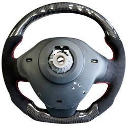 SHIFLEDS Volante in Carbonio Renault Clio 4 RS/GT/Regular - Fibra di Carbonio + Alcantara - Cuciture Rosse