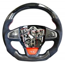 SHIFLEDS Volante in Carbonio Renault Clio 4 RS/GT/Regular - Fibra di Carbonio + Alcantara - Cuciture Rosse