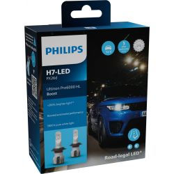 LED bulbs Approved* H7 BOOST Pro6000 Ultinon Philips 11972U60BX2 5800K +300%