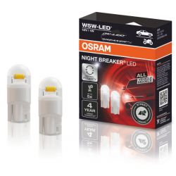 2x Ampoules W5W LED NIGHT BREAKER - OSRAM Homologué all models - 2825DWNB-2HB 12V 1W - T10