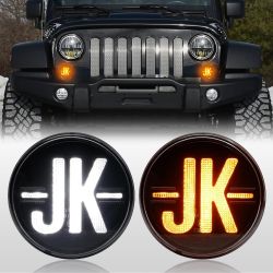 Clignotants + Feux de jour LED Jeep Wrangler JK (07-18) - Claire - LED LOGO JK - Plug&Play CANBUS