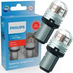 PR21/5W LED-Lampen Ultinon Pro7000 ROT 12V/24V - Philips 11499RU70X2 - 2er-Set