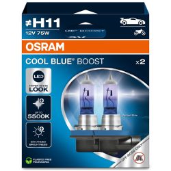 2x OSRAM H11 75W COOL BLUE BOOST, Reflektor halogenowy, 62211CBB-HCB, 12V, PGJ19-2 duo box