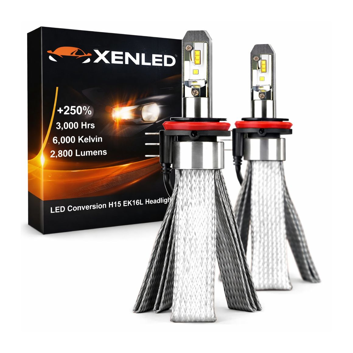 2 x H15 LED-lampen 40W - 2800Lm echt - EK16L
