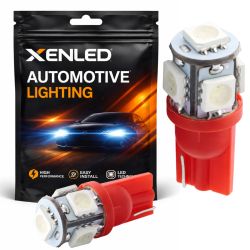 2 x BULBS 5 RED LEDS - SMD LED - 5 LEDs - T10 W5W 12V