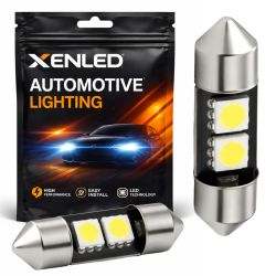 2 x AMPOULES C3W - 2 LEDS SMD anti-erreur - Navette 28 mm 12V Blanc Lampe de plafonnier