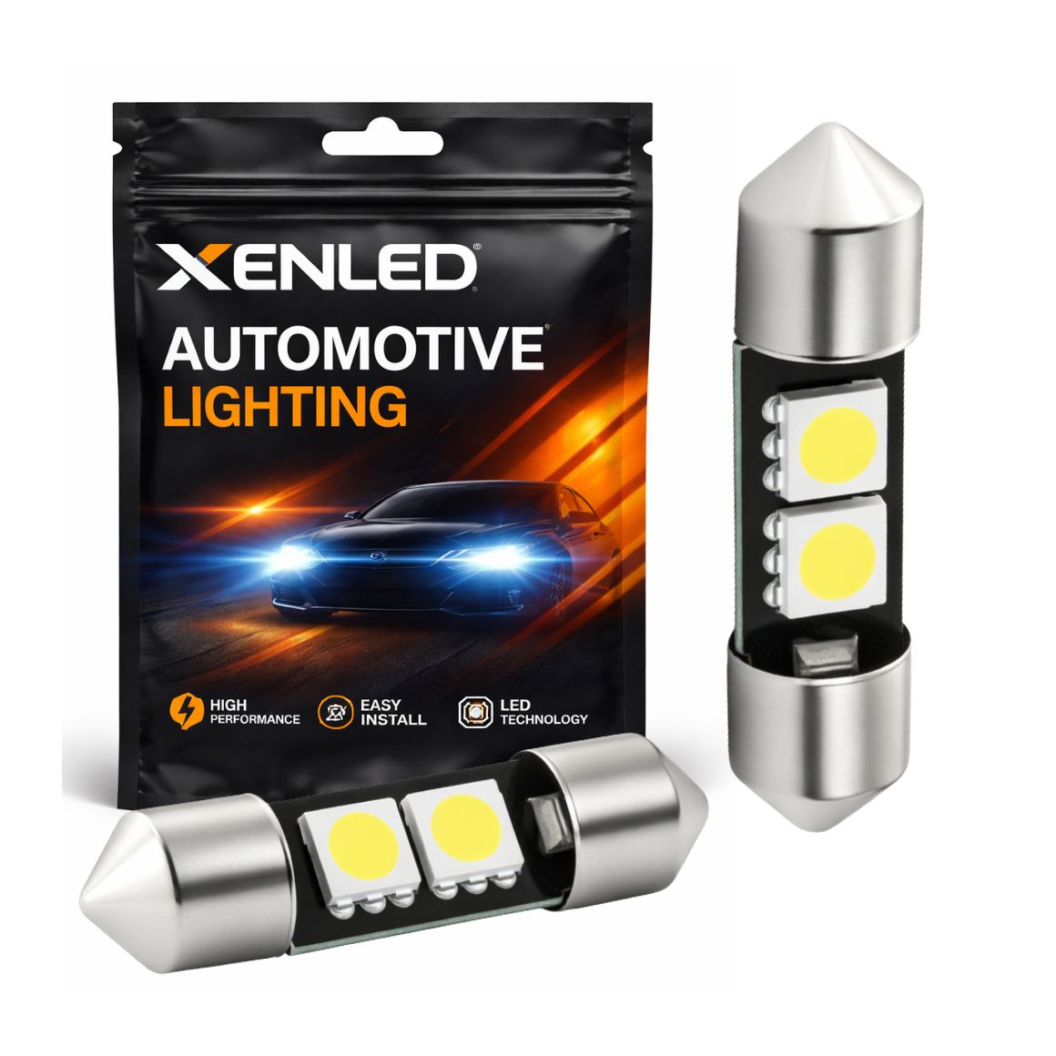 2 x C3W BULBS - 2 error-proof SMD LEDs - Shuttle 31mm 12V LED ceiling light
