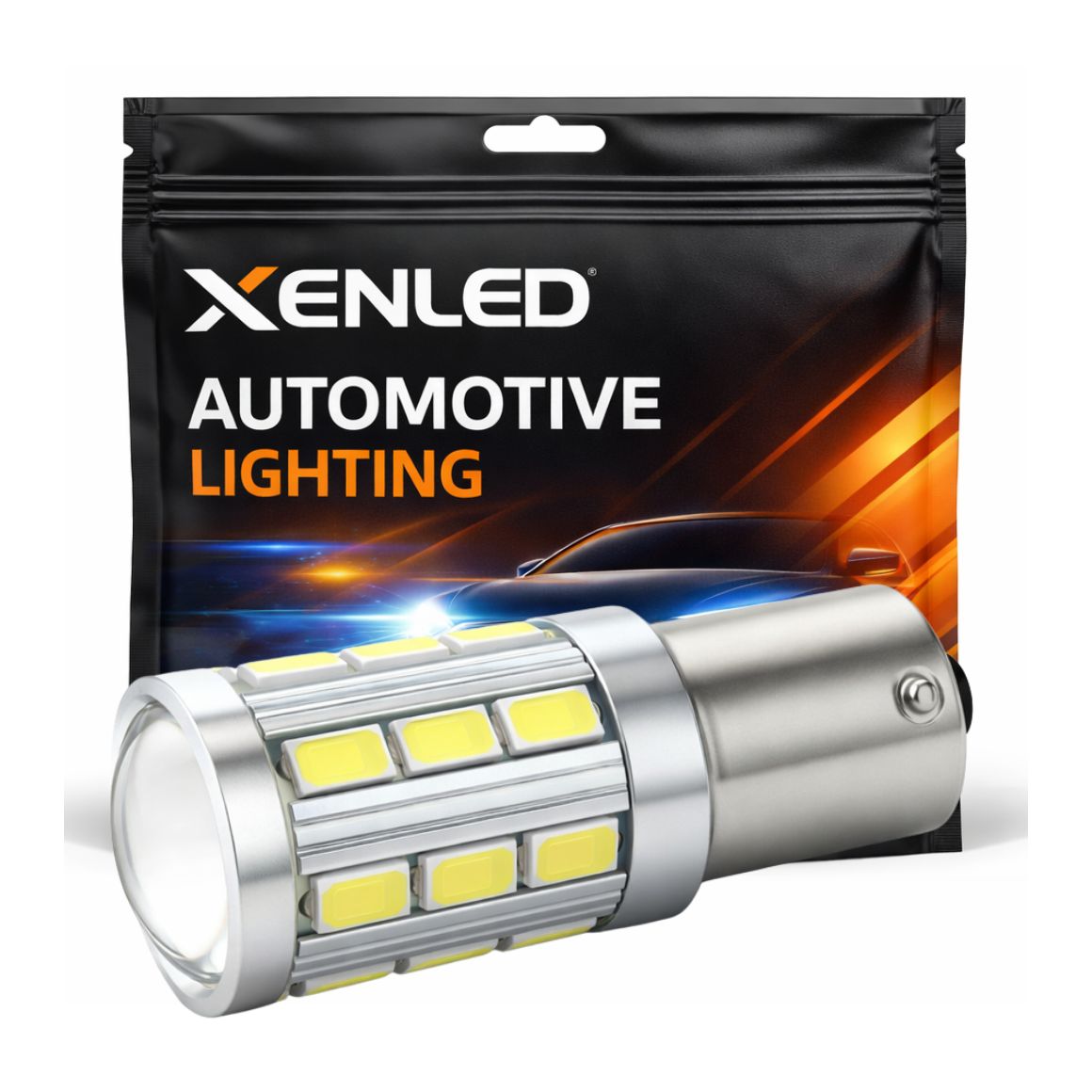 Ampoule 21 LED SG - P21W -  BA15S 5500K - Blanc - 12V haute puissance avec lentille