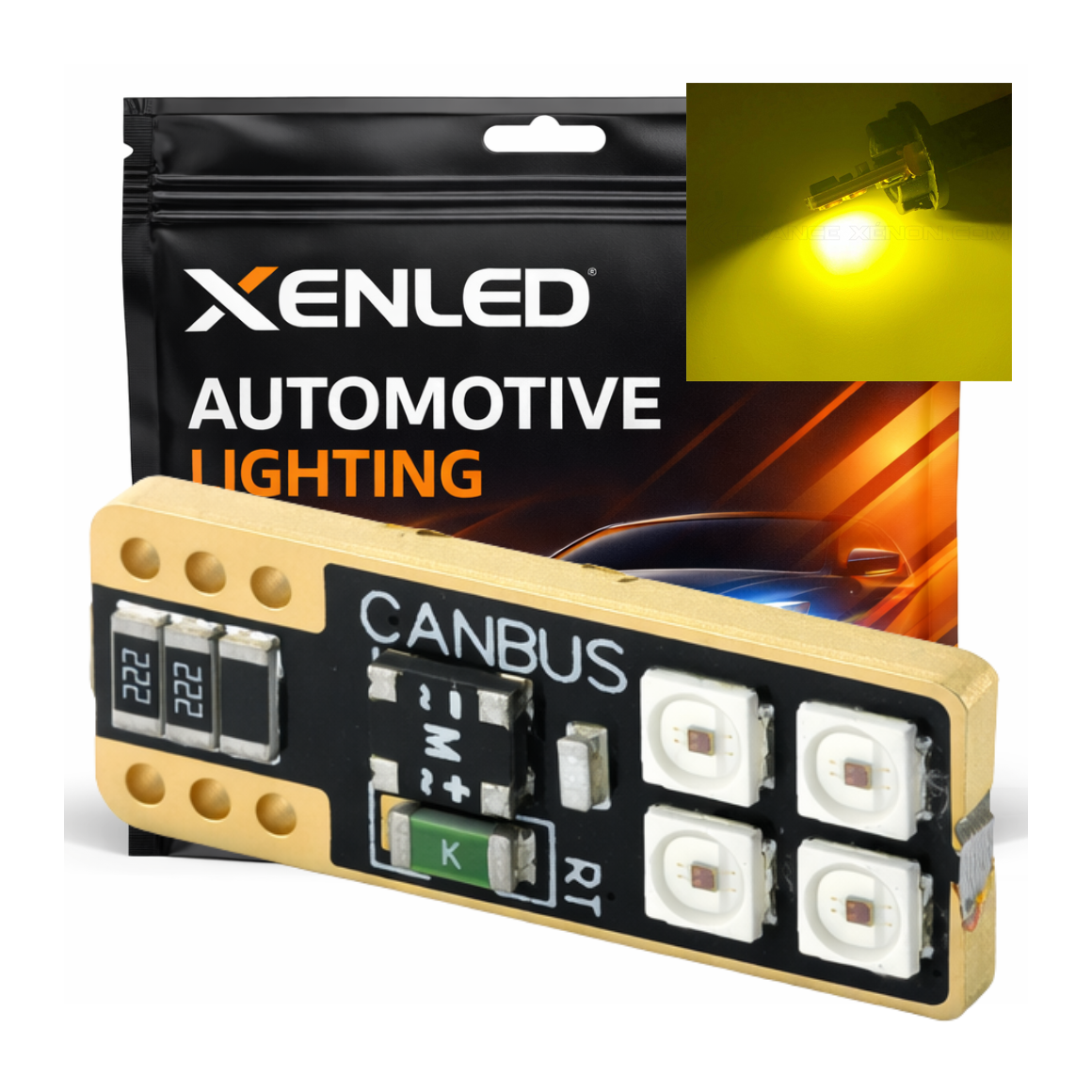 W5W 1 x 4-Birne gelbe LED Super canbus 208lms xenled