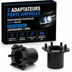 2 Adaptateurs Porte Ampoules Japonaises / Opel pour montage d'ampoules xénon ou LED